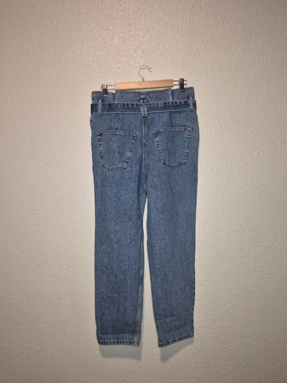 Topshop Women's Mom Jeans Blue Medium Wash Denim High Rise 30W X 30L Regular Fit